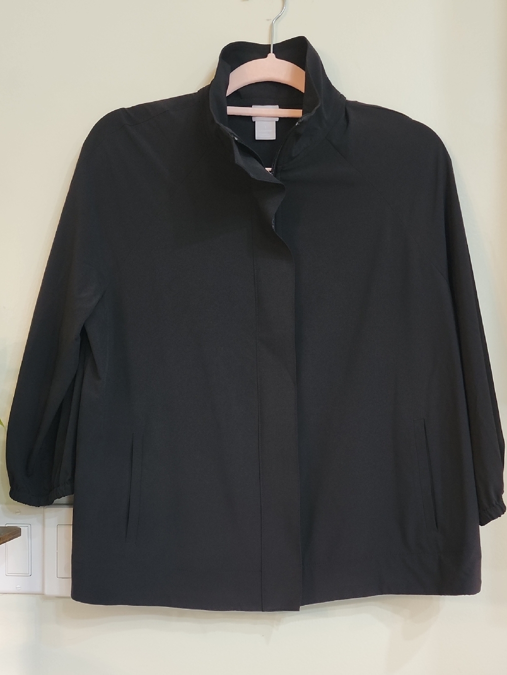 Chico's Black Stand-Neck Jacket With Pockets Inside And Out